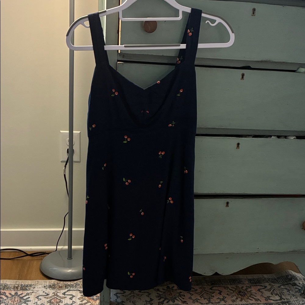Navy Cherry Print Sundress